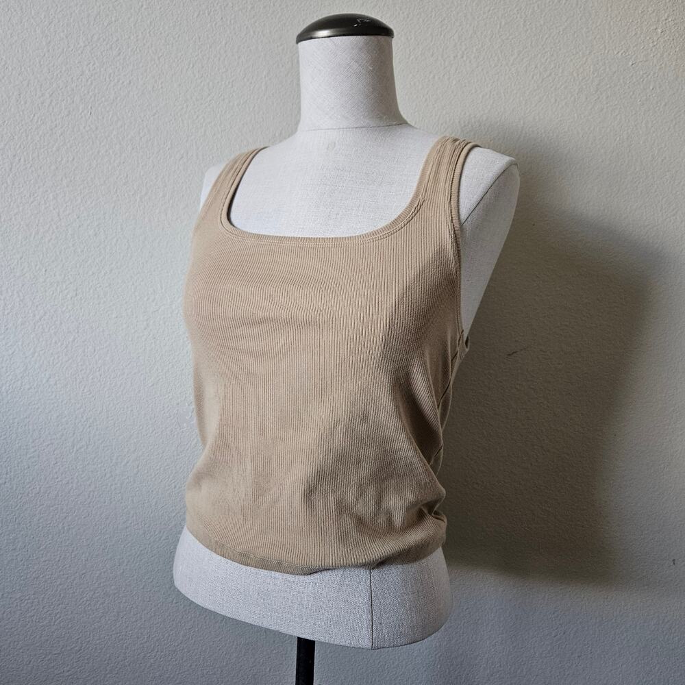 American Eagle AE Ribbed Tank Camel Brown Medium